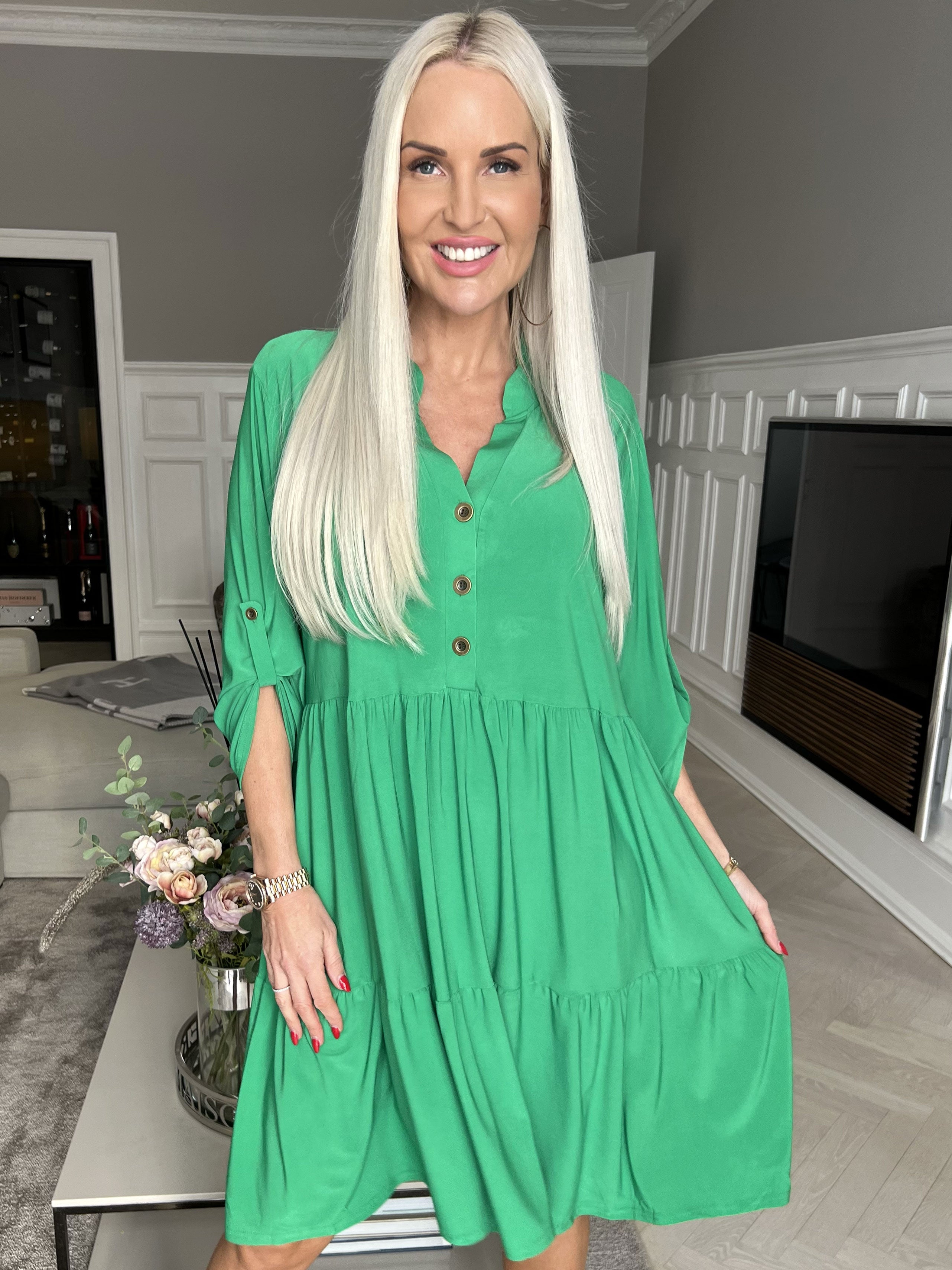 Milano Plain Midi - Enfärgad klänning med lager på lager look